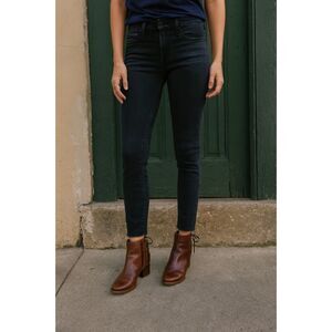 MOTHER Denim Black Looker Ankle Fray Blackbird Jeans Pants    Women's Size 25